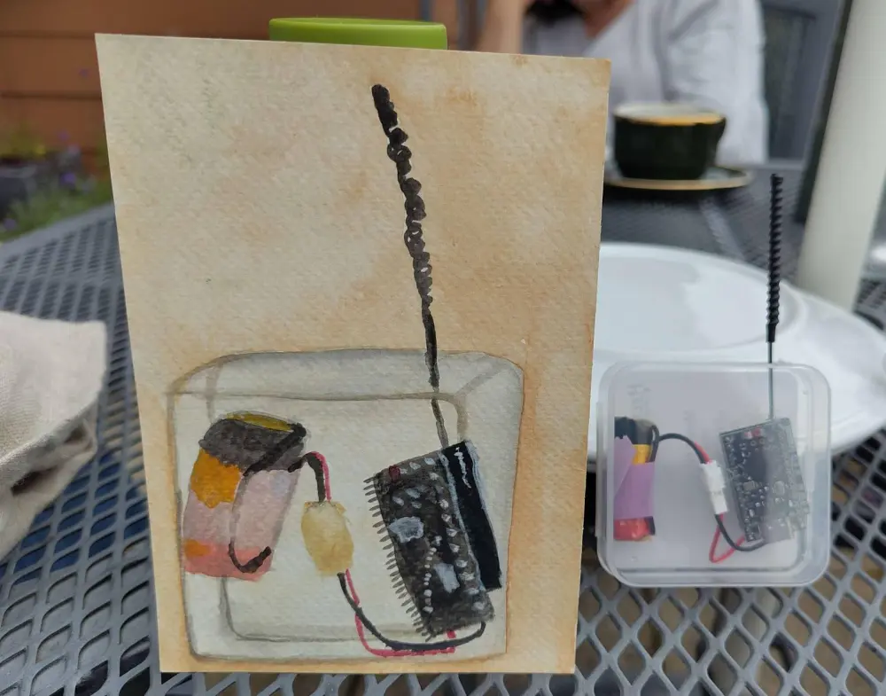 Watercolor painting of a mesh node